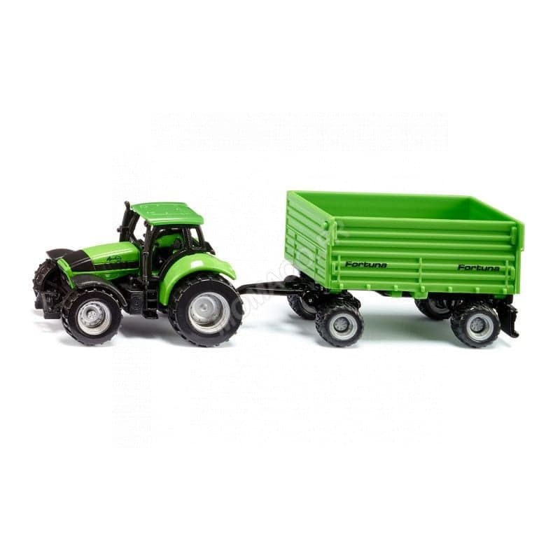 Miniature DEUTZ AVEC REMORQUE FORTUNA A 2 ESSIEUX - Siku Miniature agricole - Siku1606