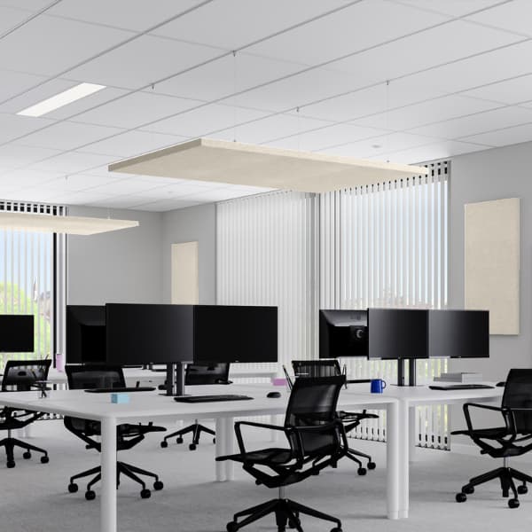 Panneau acoustique suspendu rectangle horizontal - Non feu M1 - Écru